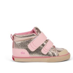 See Kai Run Pink and Gold Kids High-Top Sneakers